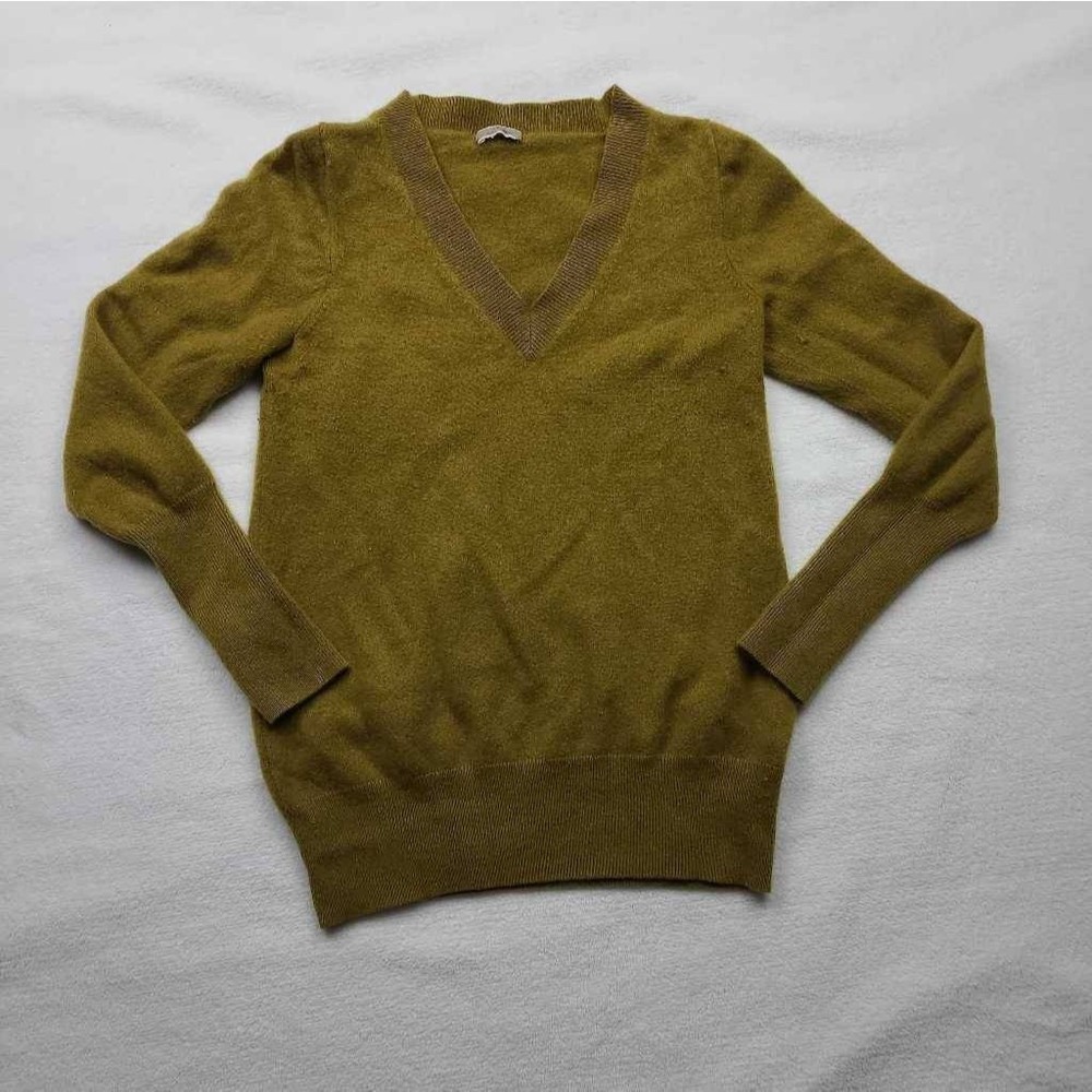 J.Crew Womens Pullover Boyfriend Sweater Green Cashmere Long Sleeve V Neck S